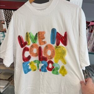 Laszewo Tour White Graphic Tee with Colorful 'Live in Color' Print 2024 TourShir